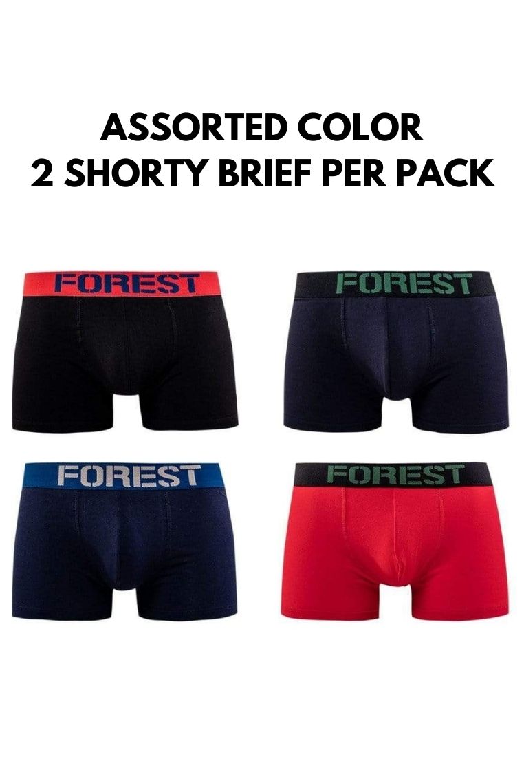 (2 Pcs) Forest Men Trunk Cotton Spandex Men Underwear Seluar Dalam Lelaki Assorted Colours - FUD0054S