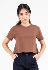 Forest Ladies Round Neck Cotton Terry Boxy Croped Top | Baju T-Shirt Perempuan - 822264