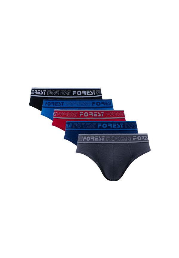 (5 Pcs) Forest Mens 100% Cotton Mini Brief Underwear Assorted Colours - FUD0100M