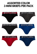 (3 Pcs) Byford Teenager Mini Brief 100% Cotton Men Underwear Assorted Colours- BUT5231M