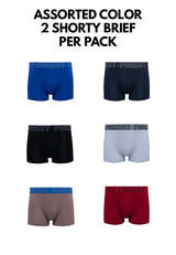 (2 Pcs) Forest Mens Bamboo Spandex Shorty Brief Underwear Assorted Colour - FUD0098S