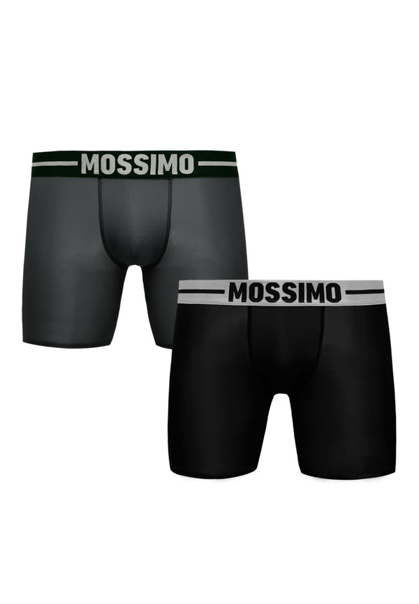 (2 Pcs) Mossimo Mens Microfibre Spandex Boxer Brief Underwear Assorted Colours - MUB1035BB