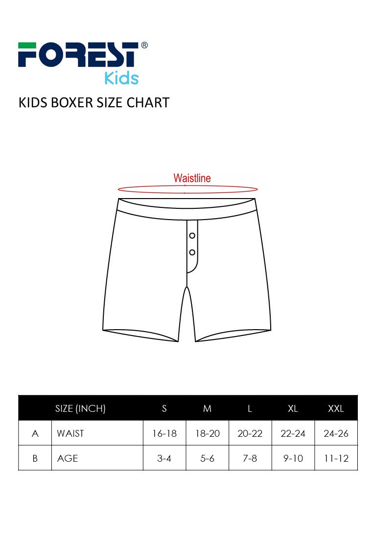 (2 Pcs) Forest Kids 100% Cotton Boxer Brief Assorted Colours - FUJ0011X