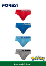 (3 Pcs) Pokémon Mens Micro Modal Spandex Mini Brief Underwear Assorted Colours - PUD2004M