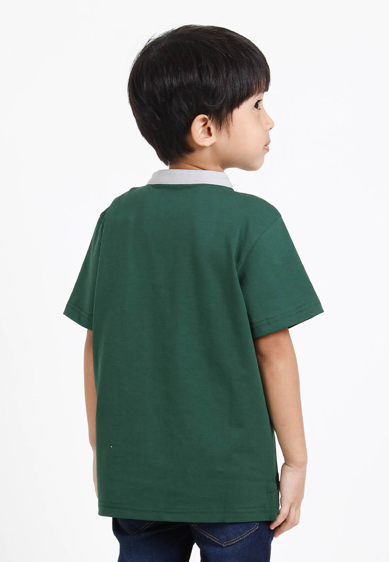 Forest Kids Premium Weight Cotton Stretchable Mandarin Collar T Shirt Men | T Shirt Baju Budak Lelaki - FK20170