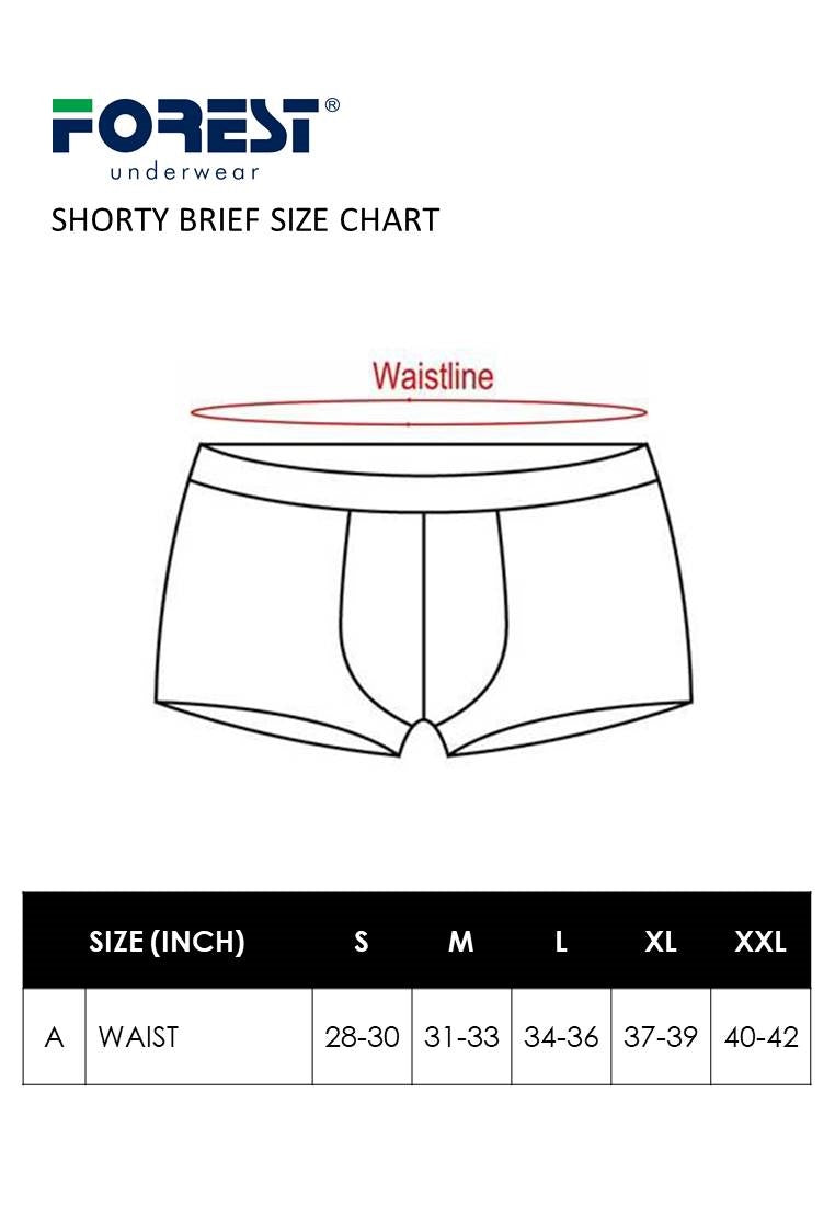 (2 Pcs) Forest Mens Cotton Spandex Shorty Brief Underwear Assorted Colours - FUD0108S