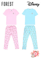 (1 Set) Forest x Disney "Year of Rabbit" Ladies 100% Cotton Short Sleeve Long/Short Bottom Pyjamas - WPD0031/WPD0032