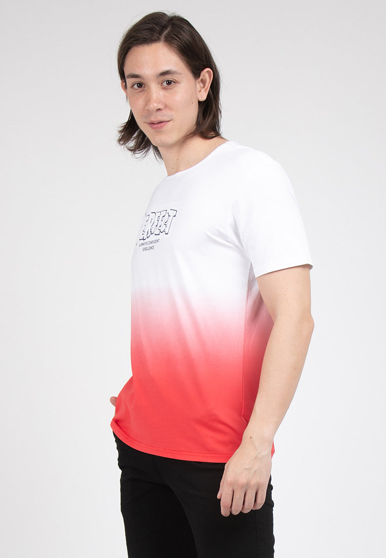 Forest Stretchable Cotton Gradient Print Effects Round Neck Tee | Baju T Shirt Lelaki - 23779