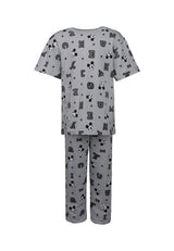 ( 1 Set ) Forest x Disney Kids Unisex 100% Cotton Short Sleeve Long Pants Pyjamas Set - WPJ0005