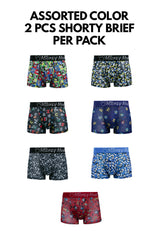 (2Pcs) Forest X Disney Mens Microfibre Spandex Shorty Brief Underwear Assorted Colour-WUD0018S