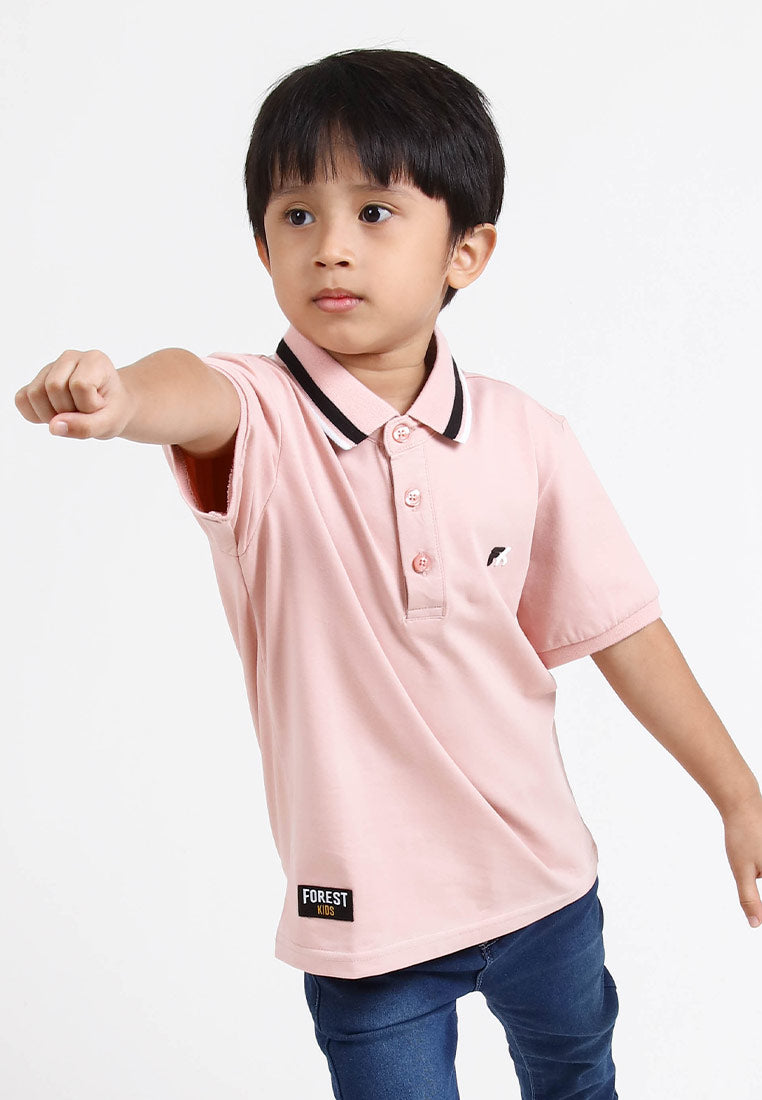 Forest Kids Premium Weight Cotton Stretchable Polo T Shirt Collar Tee | Baju T Shirt Budak Lelaki - FK20112