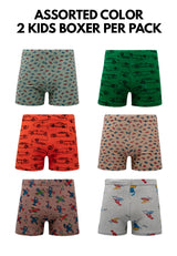 ( 2 Pieces ) Forest Kids 100% Cotton Boy Boxer briefs Assorted Colours - FUJ0012X