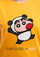Shinchan Coral Fleece Texture Logo with Embroidered Round Neck Tee - FC820015