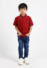 Forest Kids Premium Weight Cotton Stretchable Polo T Shirt Collar Tee | Baju T Shirt Budak Lelaki - FK20112