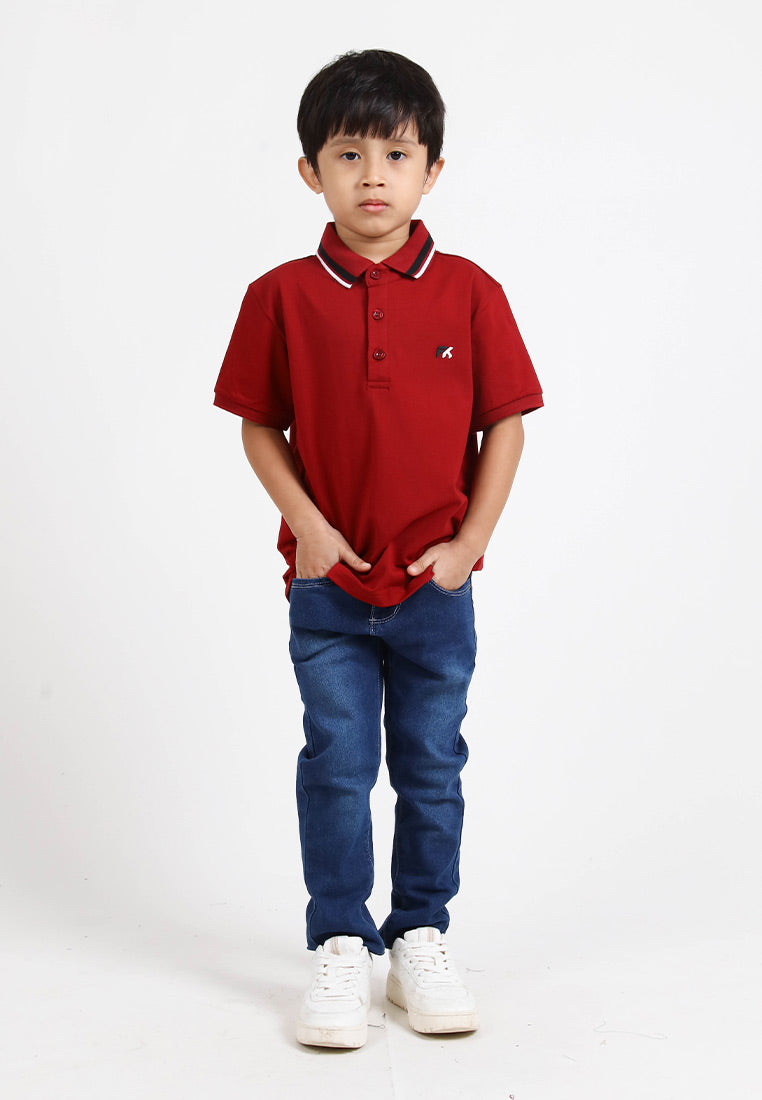 Forest Kids Premium Weight Cotton Stretchable Polo T Shirt Collar Tee | Baju T Shirt Budak Lelaki - FK20112