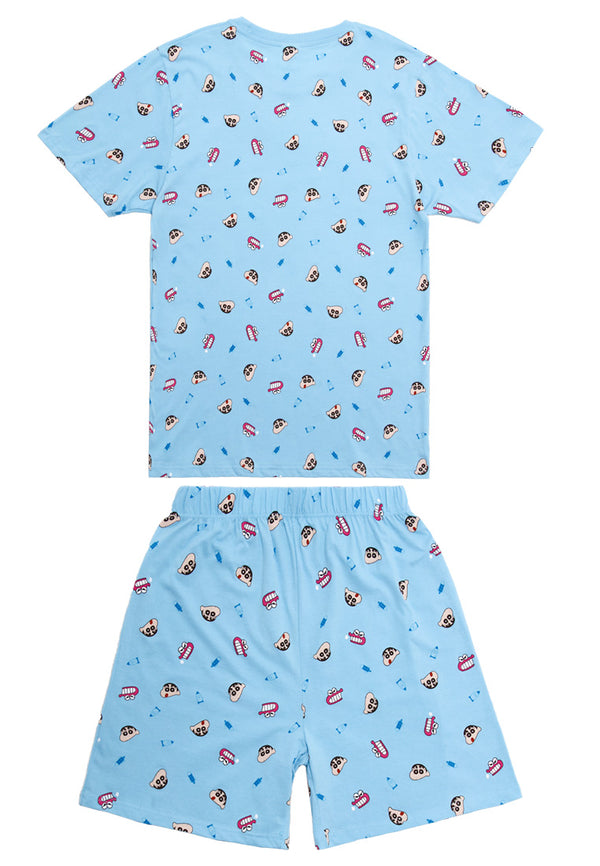 ( 1 Set) Forest x Shinchan Mens 100% Cotton Short Sleeve Short Pants Pyjamas Set - CPD0024