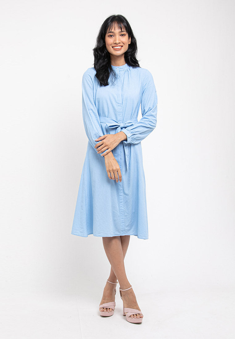 Ladies Long Sleeve Stand Collar Dress - 822088