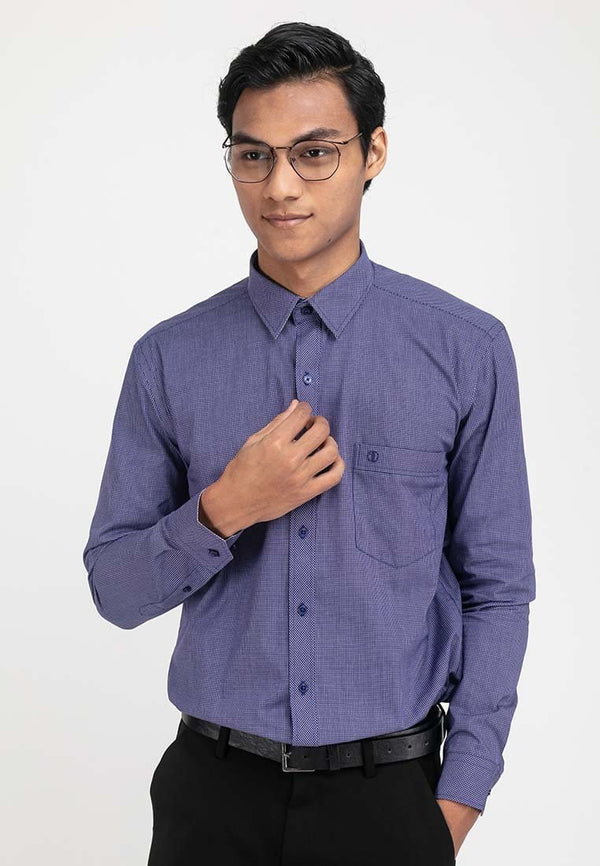 Long Sleeve Checked Business Shirt - 15119007