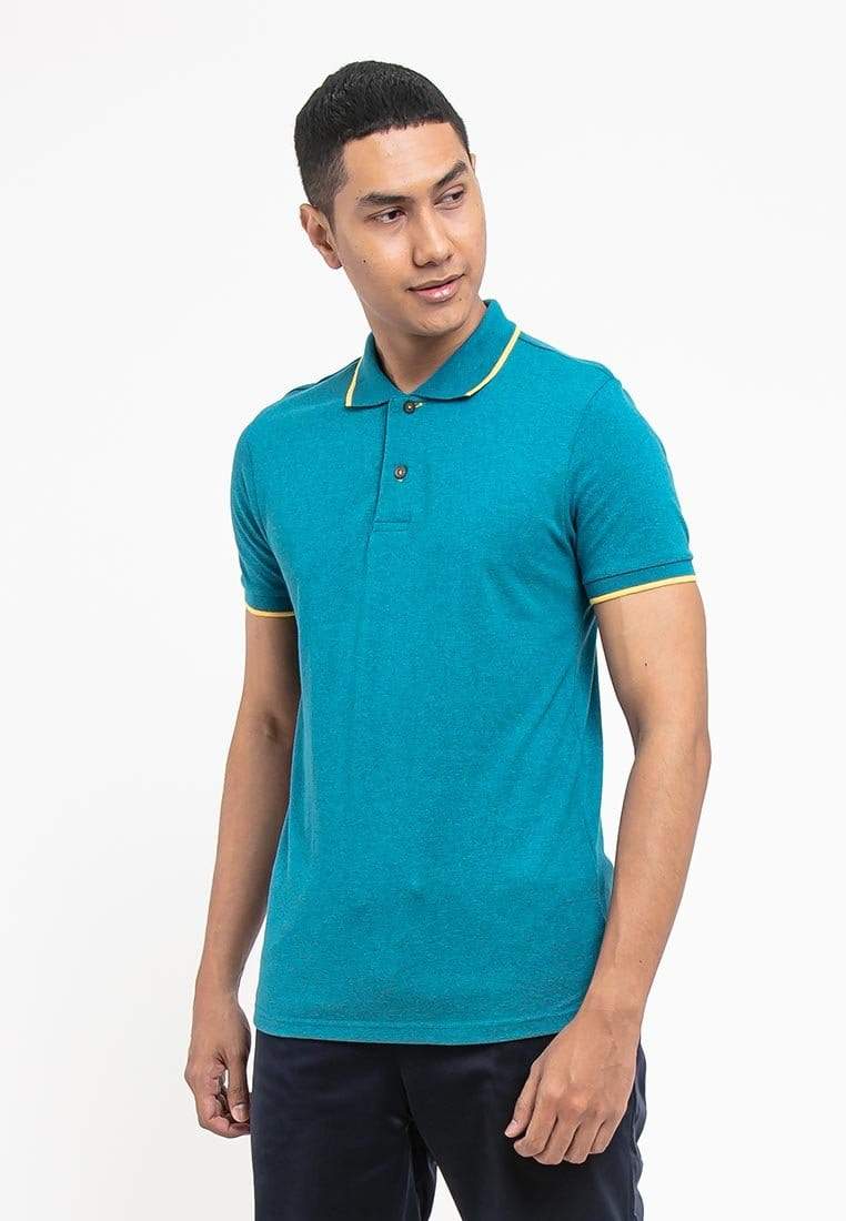 Two Tone Pique Slim Fit Polo Tipped Collar T-Shirt - 23196