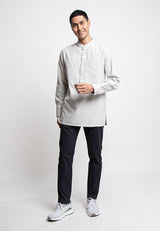 Forest Cotton Woven Long Sleeve Shirt Plain Men Shirt | Baju Kemeja Kurta Lelaki - 23691