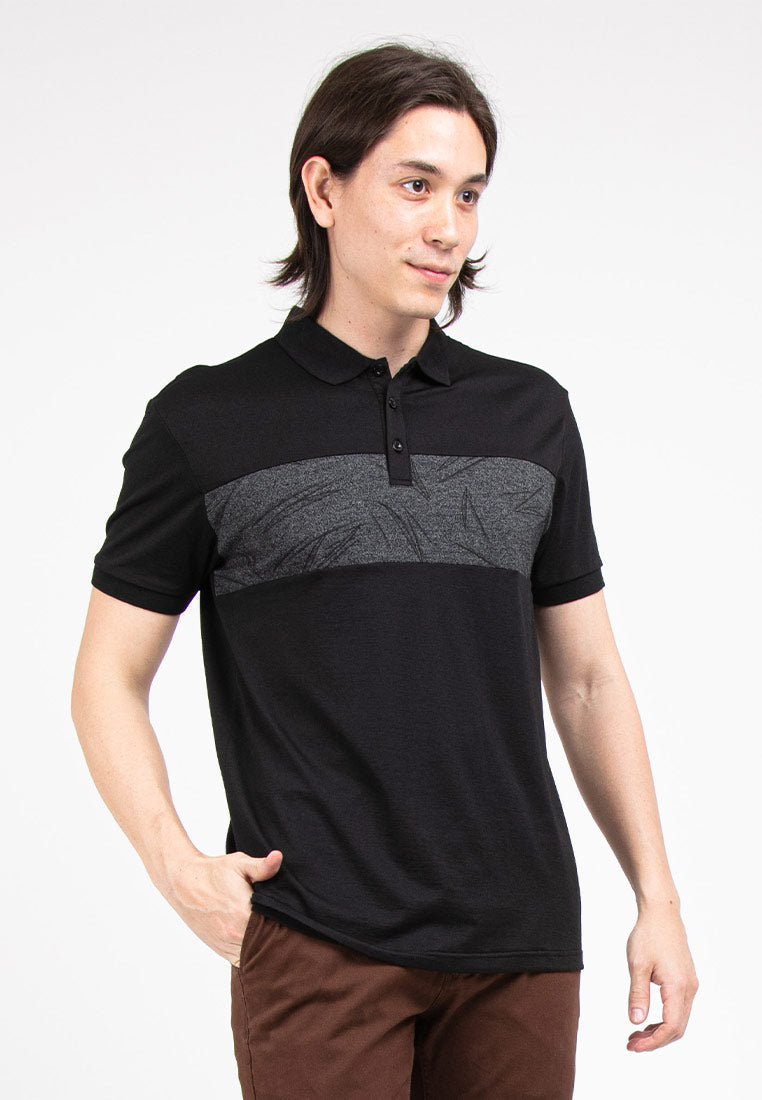 Forest Slim Fit Pattern Collar T Shirt Men Polo Tee | Baju T Shirt Lelaki - 23698