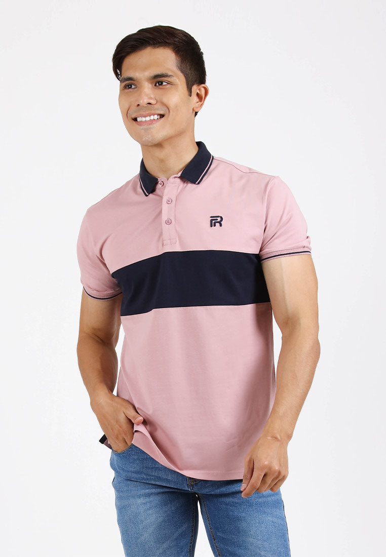 Forest Premium Weight Cotton Stretchable Colour Block Polo T Shirt Men Slim Fit Collar Tee | Baju T Shirt Lelaki - 23715