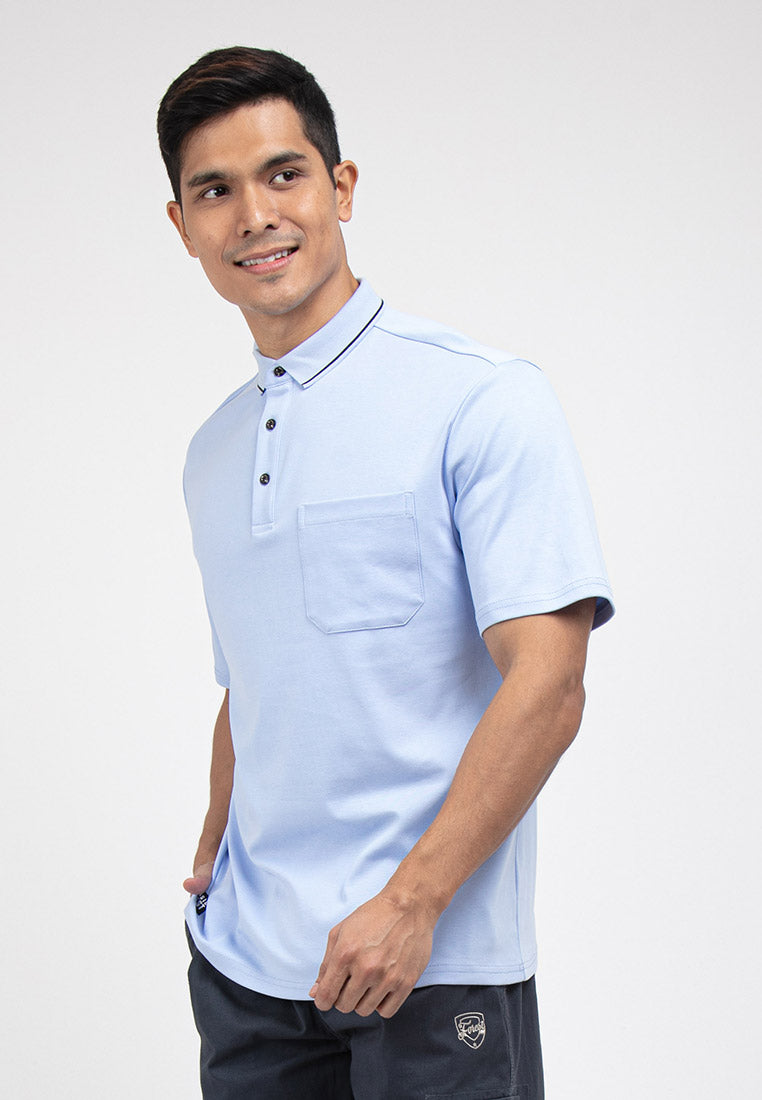 Forest Premium Weight Cotton 220gsm Interlock Knitted Pocket Polo Tee | Baju T Shirt Lelaki - 23758