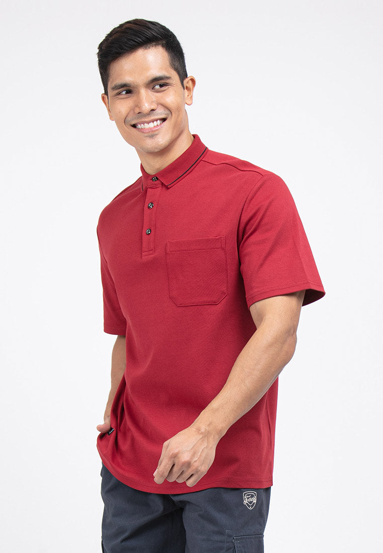 Forest Premium Weight Cotton 220gsm Interlock Knitted Pocket Polo Tee | Baju T Shirt Lelaki - 23758