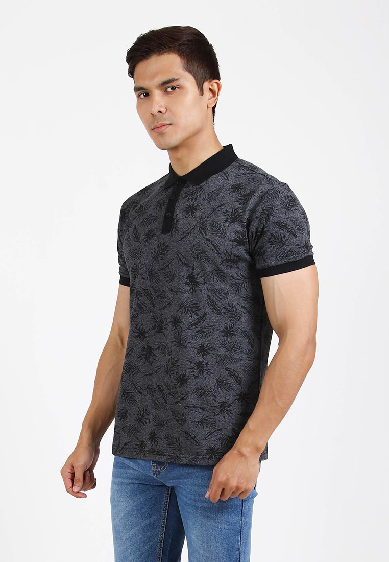 Forest Slim Fit Full Print Polo T Shirt Men Collar Tee | Baju T Shirt Lelaki - 23819