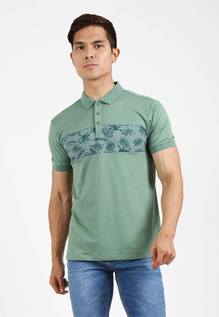 Forest Slim Fit Pattern Polo T Shirt Men Collar Tee | Baju T Shirt Lelaki - 23835