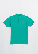 Two Tone Cotton Pique Slim Fit Stand Mandarin Collar Polo Tee - 621030