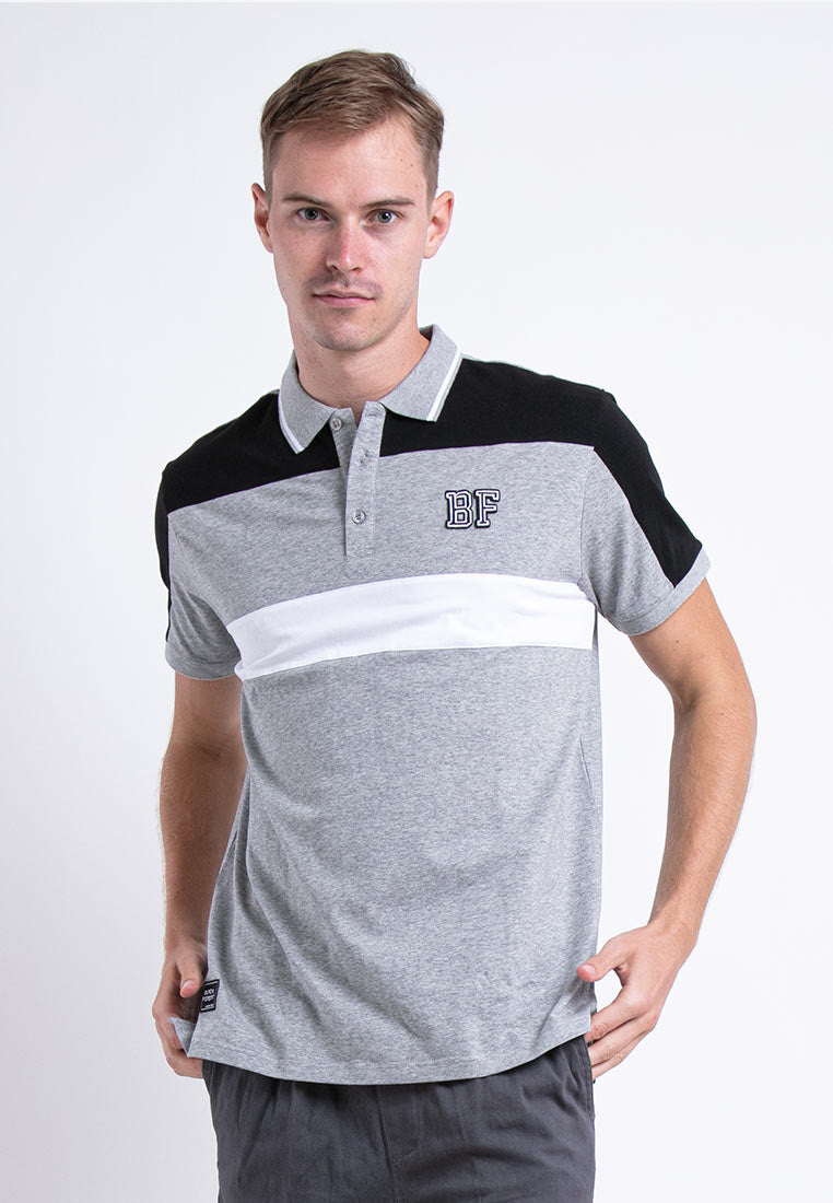 Forest Stretchable Cut & Sew Polo T-shirt Colour Block Slim Fit Polo Men | Baju T Shirt Lelaki - 621229