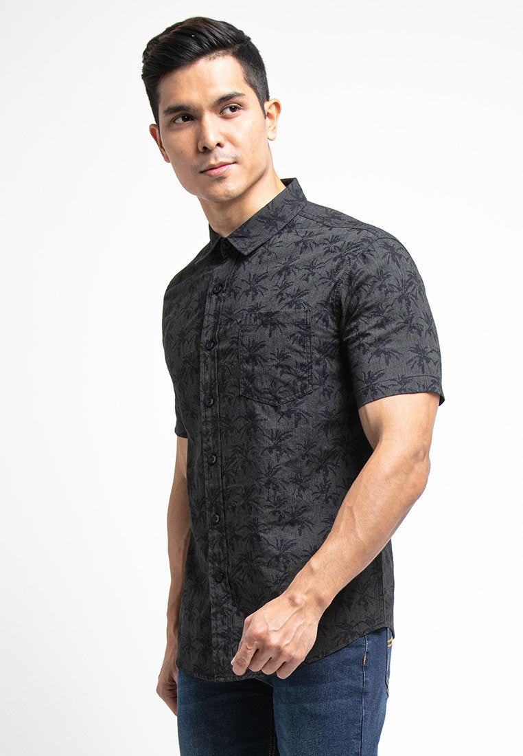 Forest Plus Size Cotton Woven Casual Full Print Men Shirt | Plus Size Baju Kemeja Lelaki Saiz Besar - PL621242