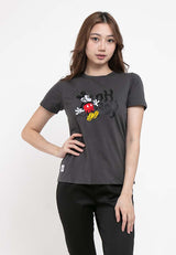 Forest X Disney Mickey Embroidered Round Neck Tee | Baju T shirt Perempuan - FW820003