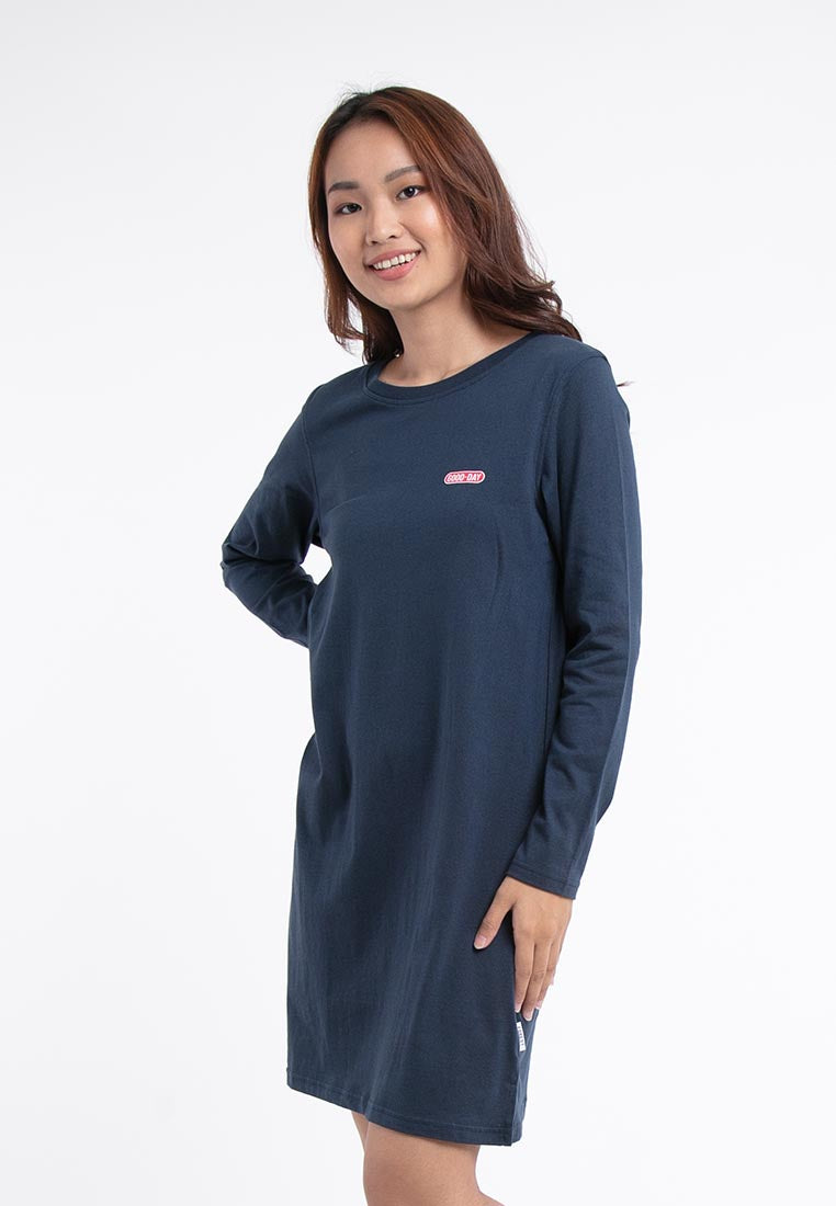 Ladies Long Sleeve 100% Cotton Round Neck Dress - 822067