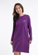 Ladies Long Sleeve 100% Cotton Round Neck Dress - 822067