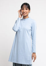 Forest Ladies Premium Weight Cotton Mandarin Stand Collar Long Sleeve Blouse Women Dress - 822093B