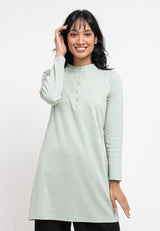 Forest Ladies Premium Weight Cotton Mandarin Stand Collar Long Sleeve Blouse Women Dress - 822093B