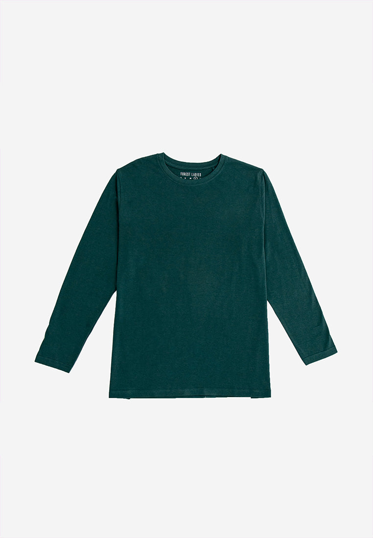 Forest Ladies 100% Cotton Long Sleeve Loose Fit Plain Tee | Baju T Shirt Perempuan - 822100