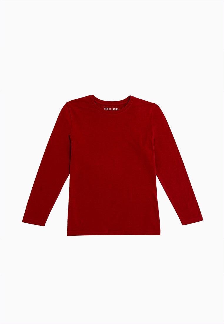 Forest Ladies 100% Cotton Long Sleeve Loose Fit Plain Tee | Baju T Shirt Perempuan - 822100