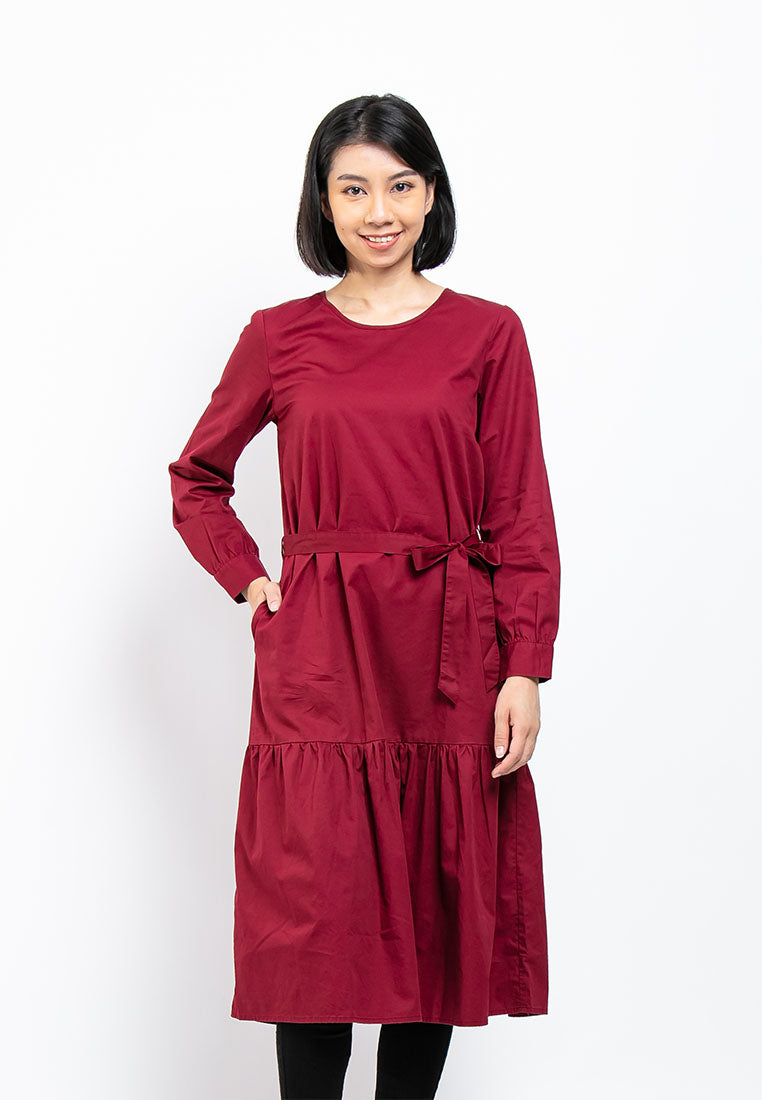 Forest Ladies Long Sleeve Woven Regular Cut Fashion Women Dress | Baju Perempuan Blouse - 822163