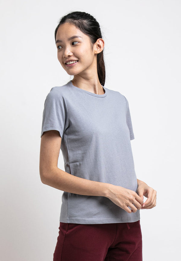 Forest Ladies Cotton Linen Regular Fit Crew Neck Tee T shirt Women | Baju T Shirt Perempuan - 822165