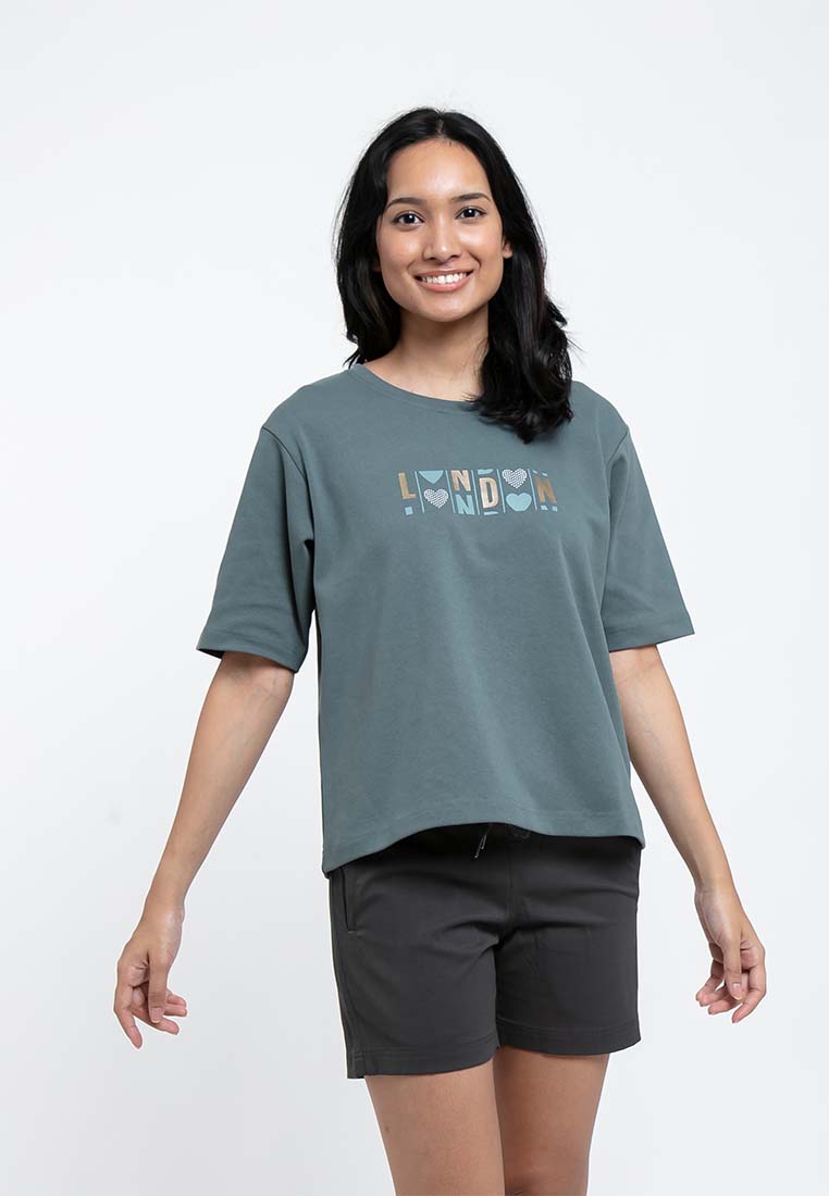Forest Ladies Premium Cotton Loose Fit Boxy Cut Oversized Tshirt Women Print Tee | Baju T Shirt Perempuan - 822179