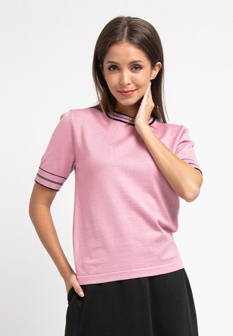 Forest Ladies Fancy Knitted Round Neck T Shirts Ladies Knitwear | Baju Perempuan Knitwear - 822244