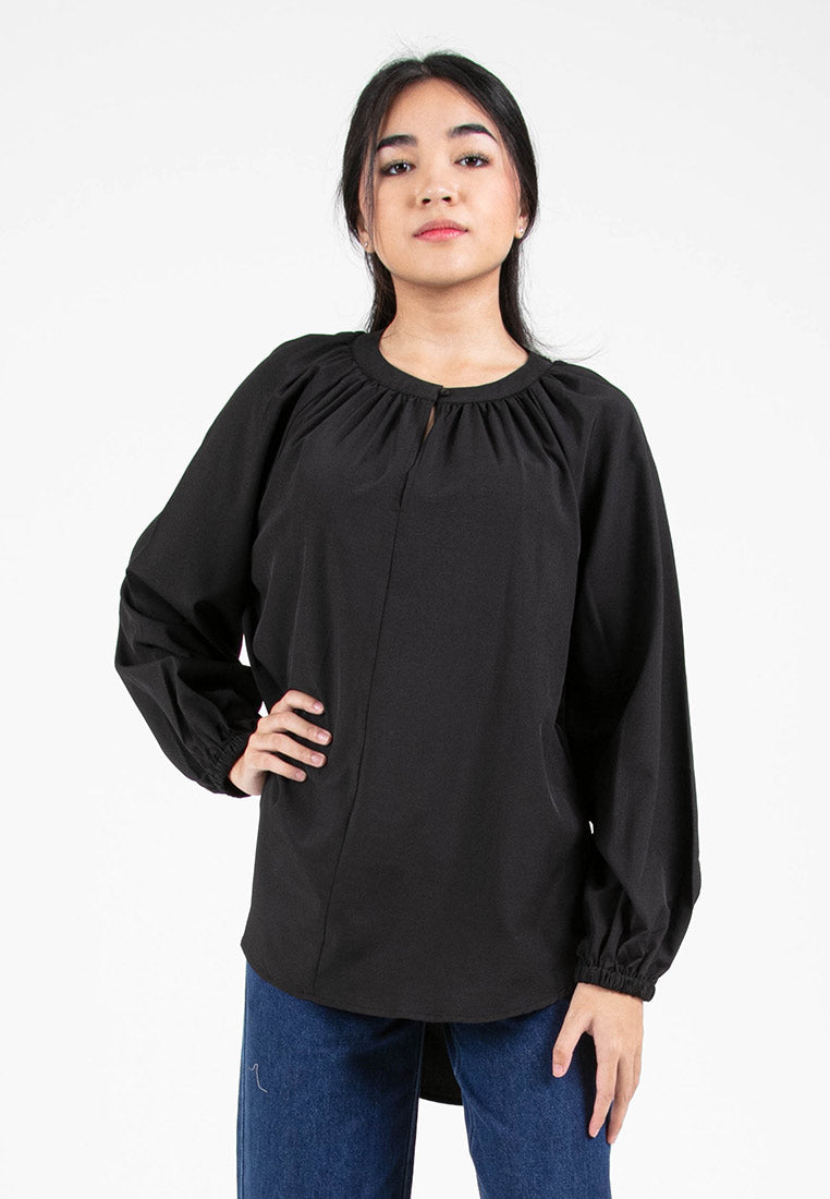 Forest Ladies Woven Long Puff Sleeve Blouse | Baju Perempuan - 822318