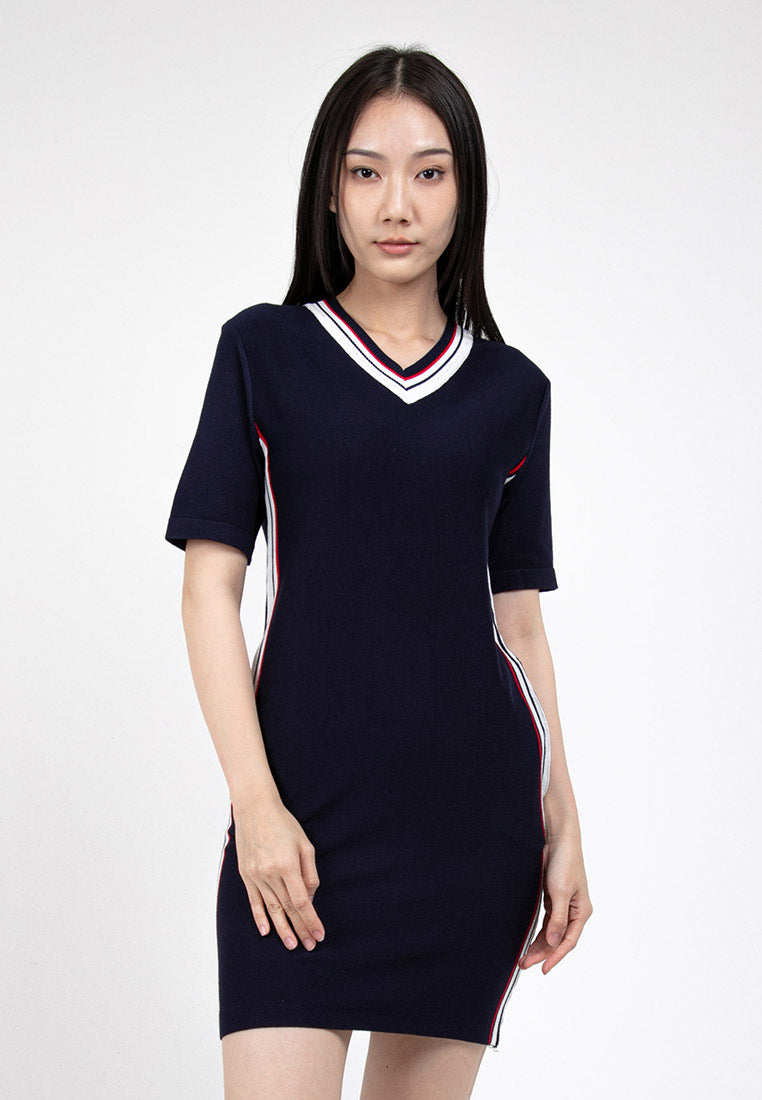 Forest Ladies Short Sleeve Fancy Knitted Round Neck Dress Ladies Knitwear - 885017