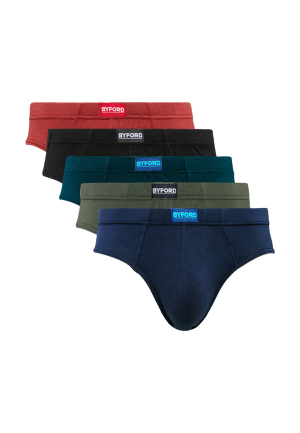 (5 Pcs) Byford Men Bamboo Spandex Men Underwear Assorted Colours - BUD5199M