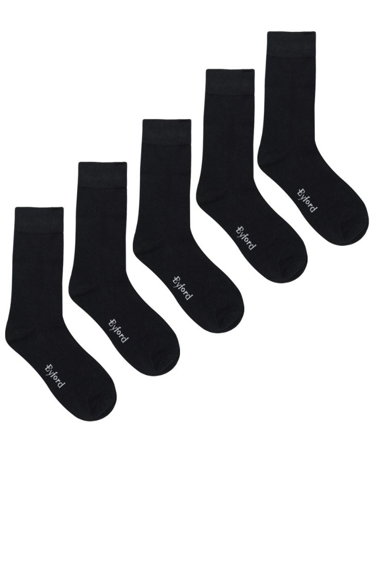 ( 5 Pairs ) Cotton Spandex Full Length Casual Socks Black Colour - BSF1017W