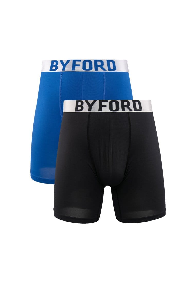 ( 2 Pieces ) Byford Microfiber Spandex Long Leg Boxer Briefs Assorted Colours - BUB693BB