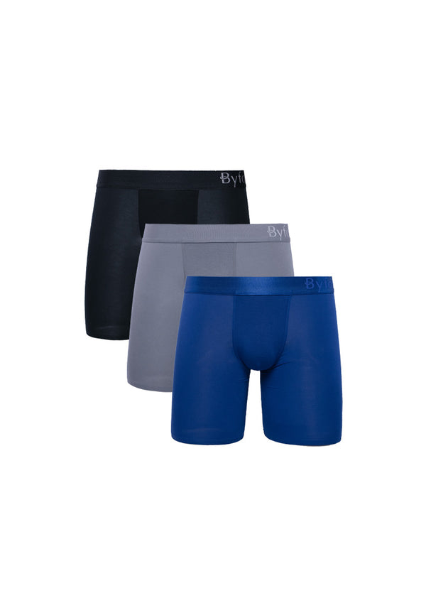 (2 Pcs) Byford Bamboo Spandex Boxer Brief Underwear Assorted Colour - BUB698BB